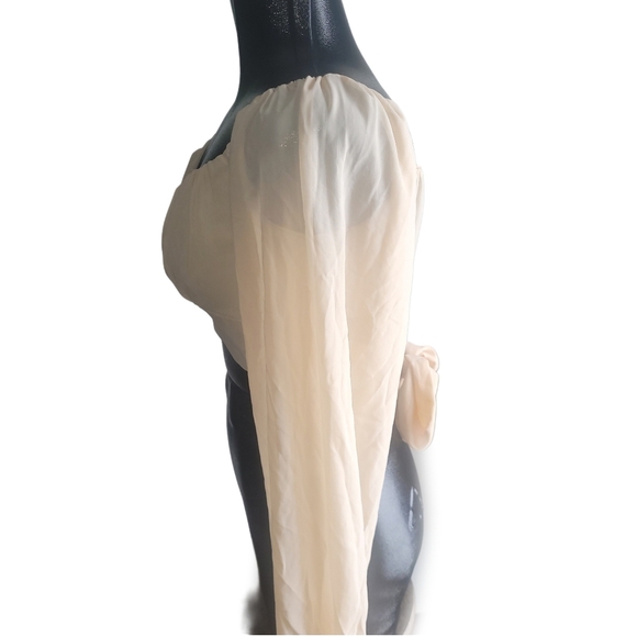 Windsor Chiffon Crop Top With Sheer Long Bishop Sleeves XS - Picture 6 of 8